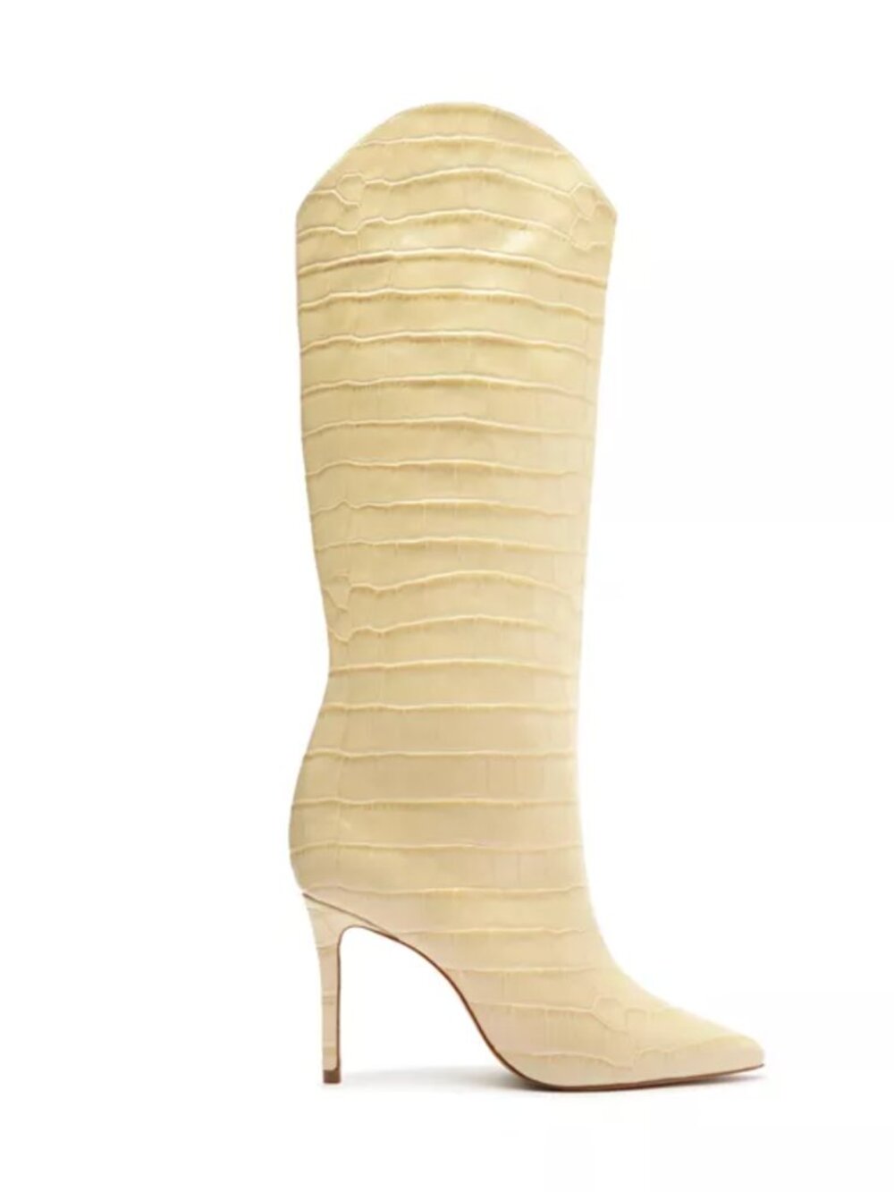 Schutz Women's Maryana Crocodile Embossed Wide Leg Knee High Stiletto Leather